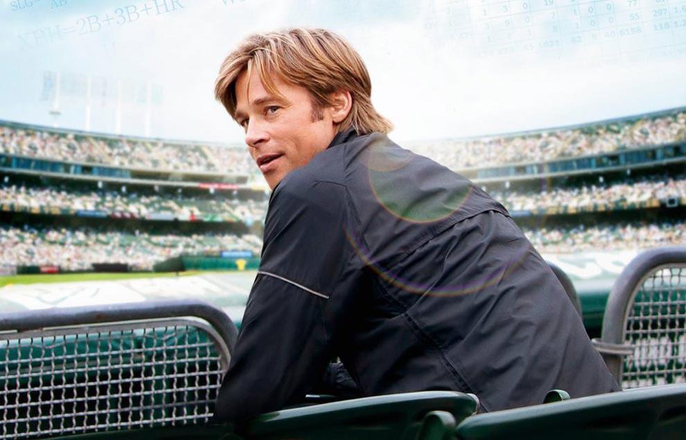 Brad Pitt in Moneyball. Screenplay written by Aaron Sorkin, and the book by Michael Lewis.