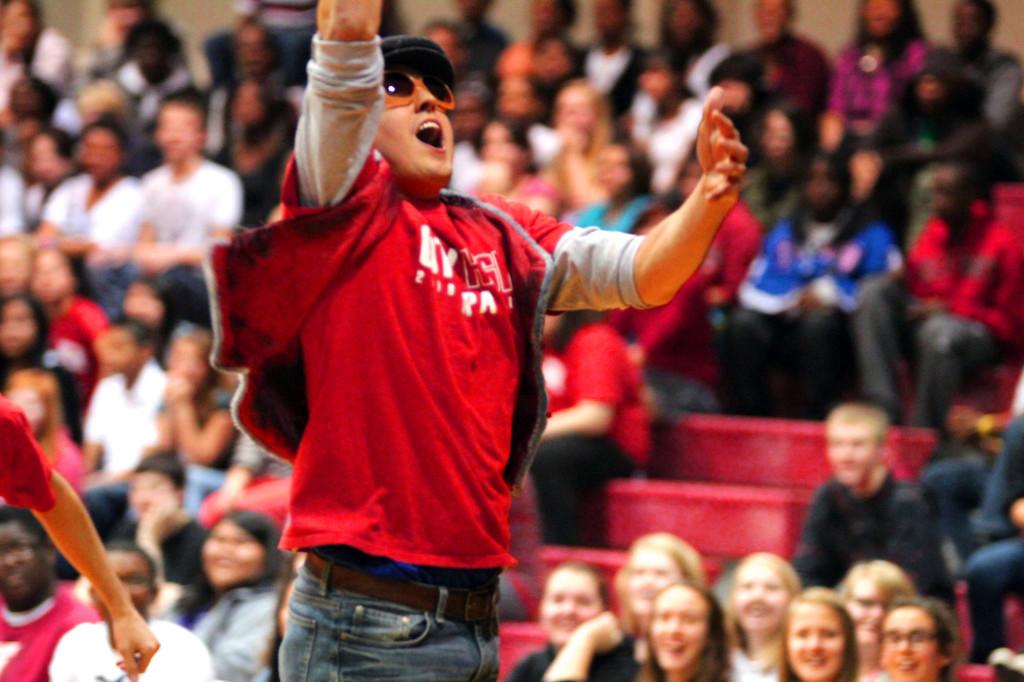 AJ Lehman gets fired up before the pep rally.  Photo by Christian Kennedy