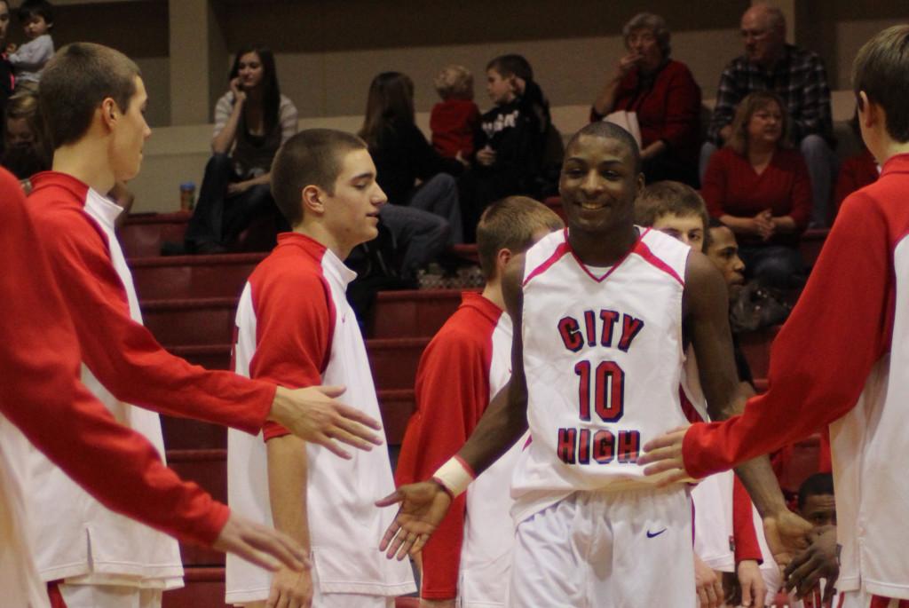 Point guard for  The Little Hawks, Jeremy Johnson.  Photo by Tristan Spears