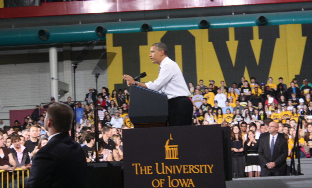 President Obama speaks at the U of I in April. Photo by Christian Kennedy 