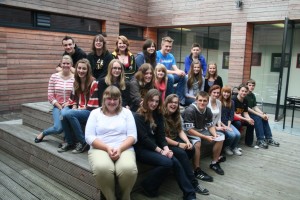 The students who went on the German trip pose for a photo with their host siblings. Photo courtesy of Casey Wilmesmeier
