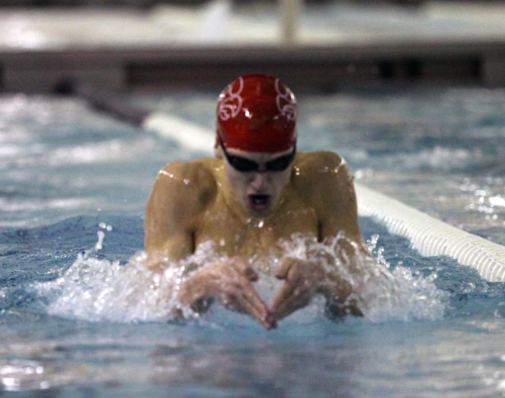 Harris Thompson 13 competes in the Breaststroke during a home meet at Mercer Aquatic Center. Photo by Kierra Zapf 