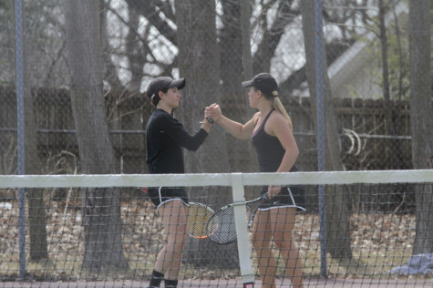 Innes Hicsasmaz and Eve Small celebrate after a point against Clinton