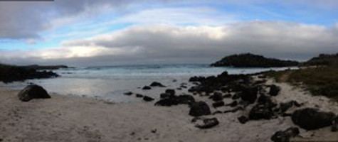 On our last day in the Galapagos we spent it on the beach. I took this panorama on my iPhone of the beautiful sky, ocean and beach.