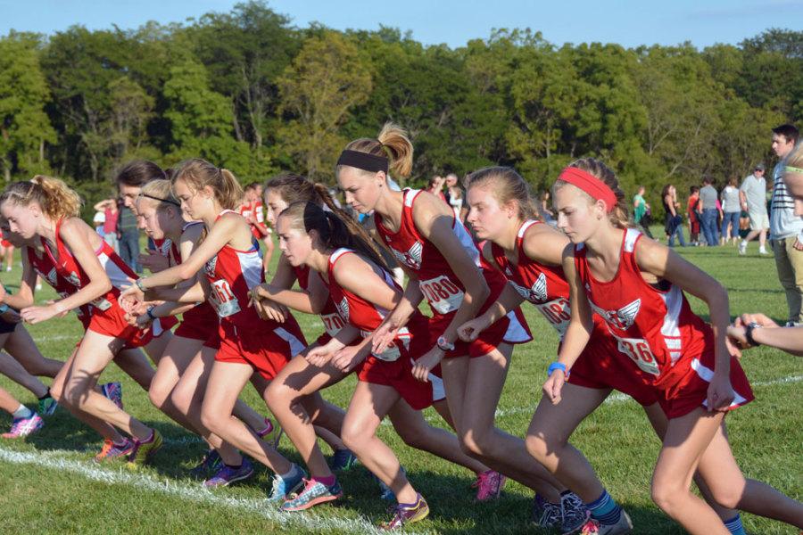 Varsity girls take off at the Little Hawk Invitational meet 