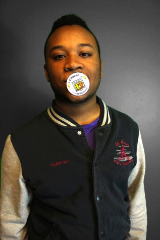 Bj Sullivan '15 uses his button to block the r-word.