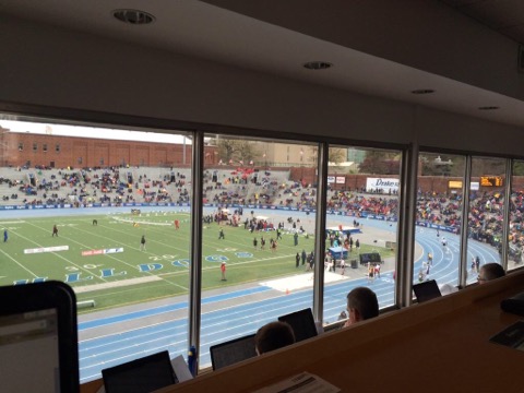 Dominics view from the press box at Drake. 