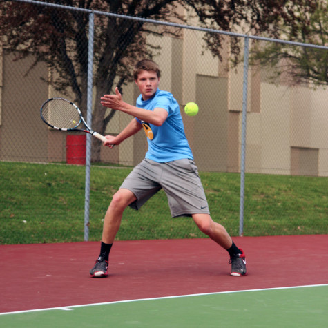 Hoff winds up for a forehand during a rally