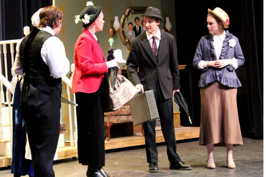 The cast of Mary Poppins prepares for opening night.