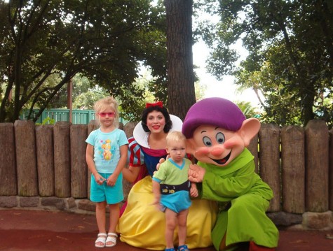 Emma Hartwig with her brother, Noah, at Disney World (2004). 