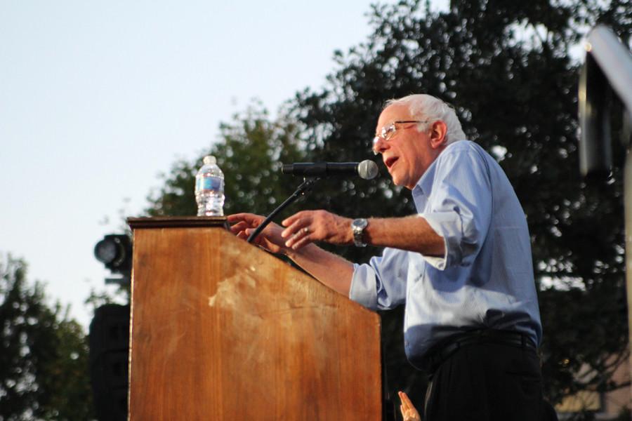 Bernie Sanders speaking at Coe College on September 4th.