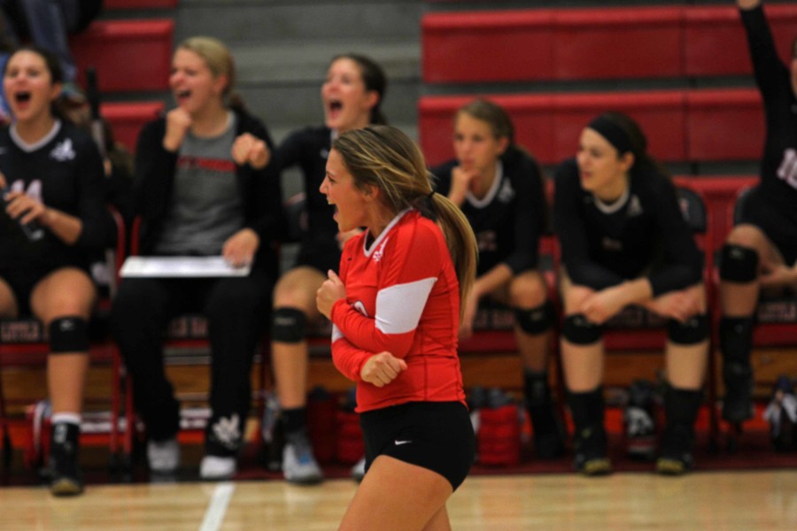 Ellie Dixon '17 couldn't contain her excitement following her point scored.