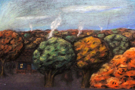 Landscape drawn using pastels by Sarah Burns '16