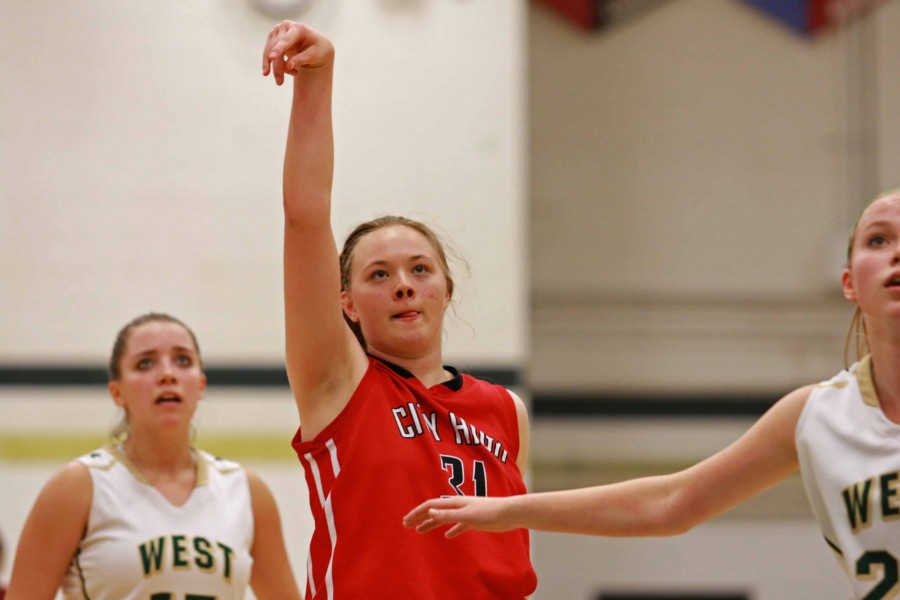 Courtney Joens 16 shoots a free throw against West.