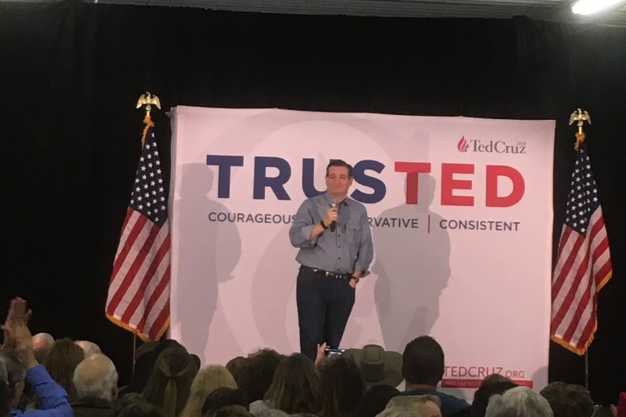 Ted Cruz speaks at the Johnson County Fair Grounds. 