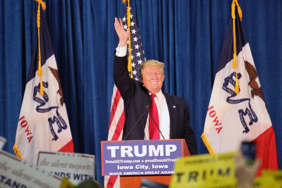 Donald Trump greets the community members at his rally.