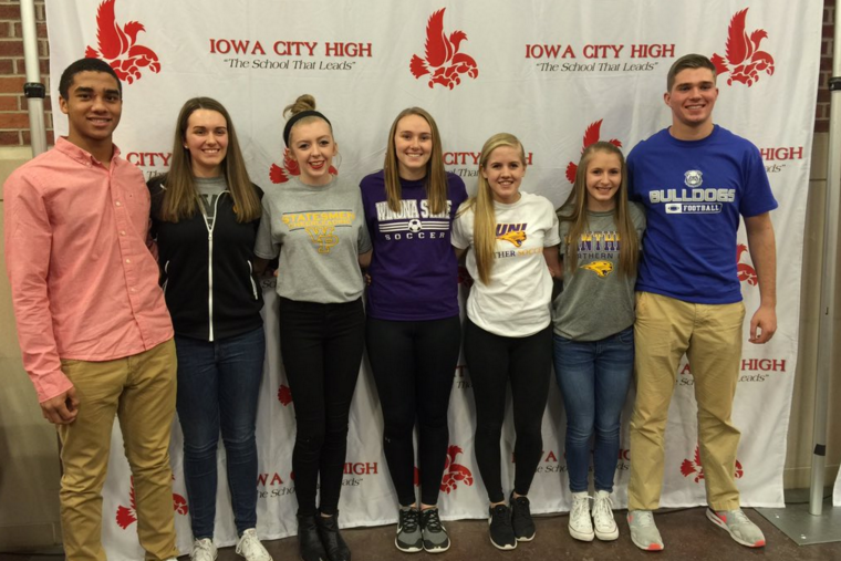 Cheer, football, golf, and soccer are represented by City High athletes on signing day. 