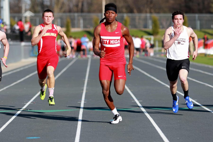 Vance Dillon 17 took first in the 100 meter dash in Ames on April 14th, 2016.