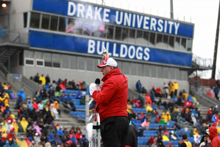 The starter fires his gun on Saturday, April 30th, 2016 at the Drake Relays.
