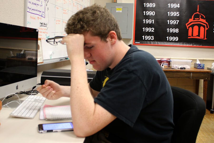 Charles Chuck Mahoney furiously studies last Friday night