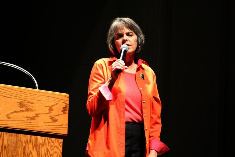 Mary Beth Tinker speaks to City High students on the importance of the First Amendment.