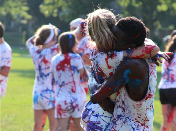 The class of 2016 participates in the paint fight.