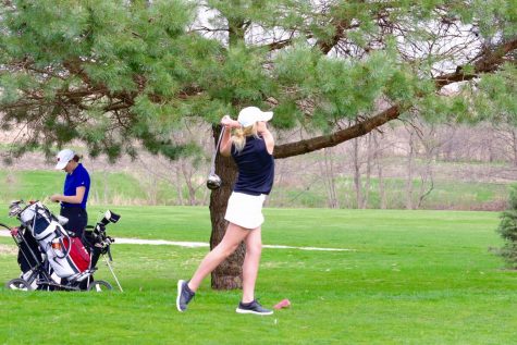 Lexi Shield 18 tees off during a meet at Pleasant Valley Golf Course on April 13th. 