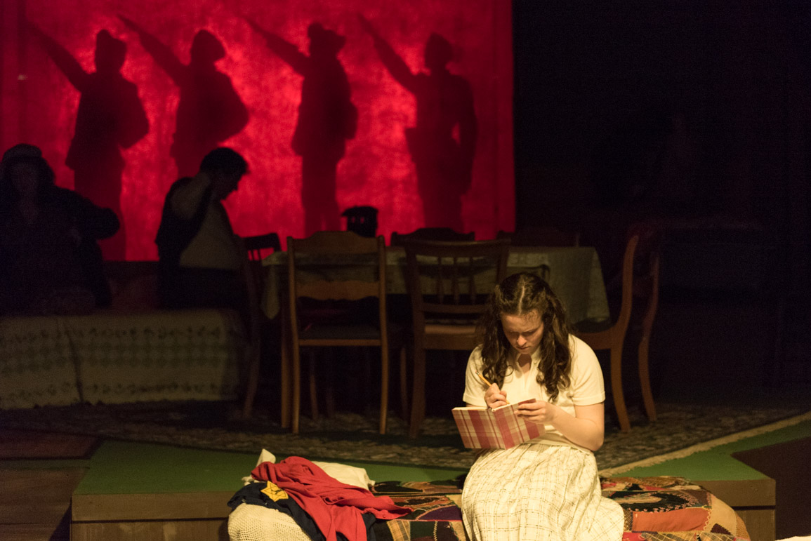 Collins portraying Anne Frank in the play