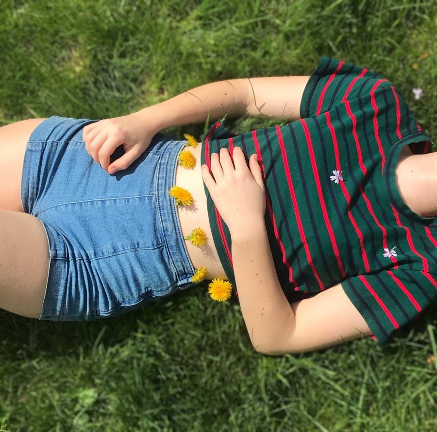 Maria Buri 20 modeling high-waisted shorts and crop tops