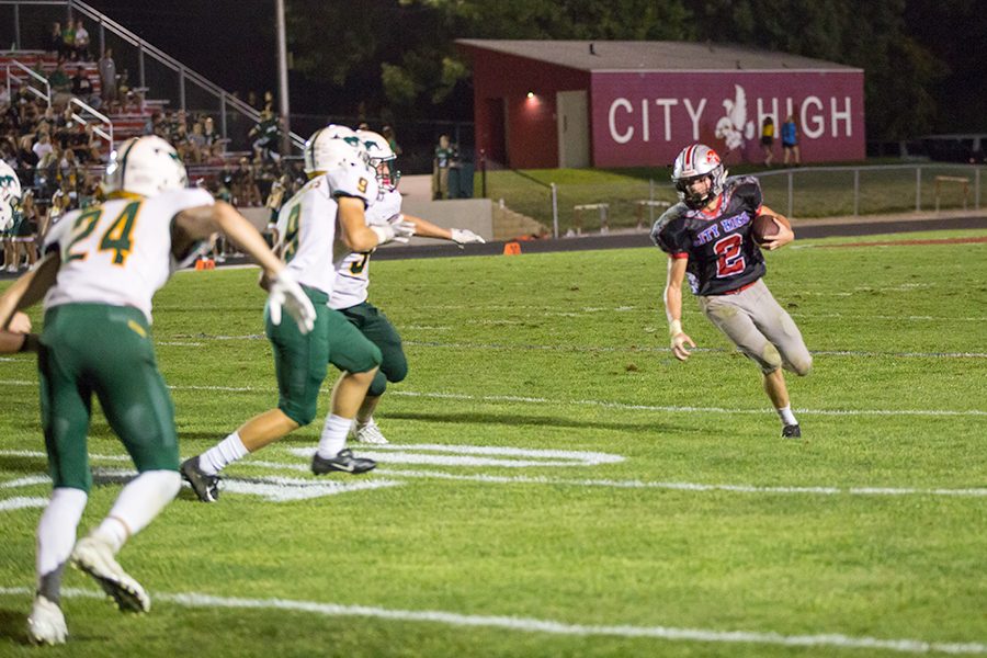 Max DePrenger 19 grabs an interception in Hempstead territory.