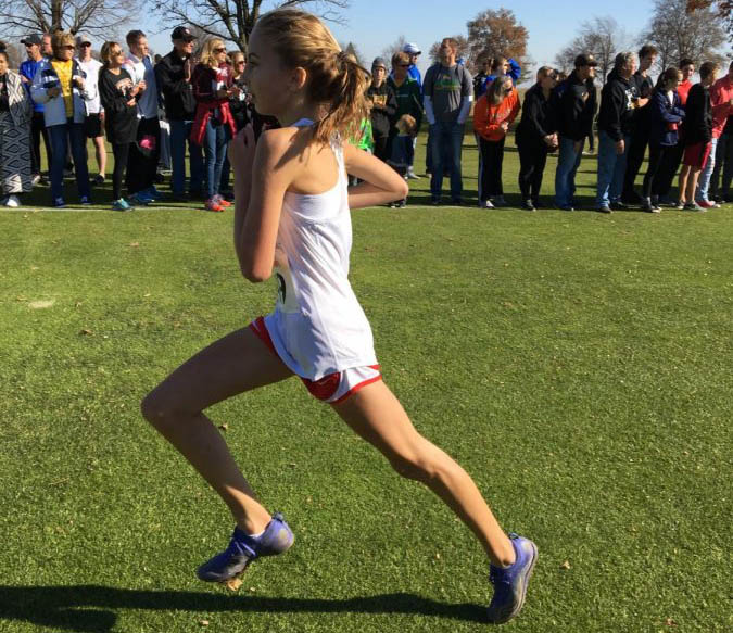 Rowan Boulter 22 strides towards the finish line.