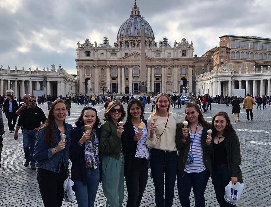 Members of the City High Symphony Orchestra pose on their 2018 Europe trip. 