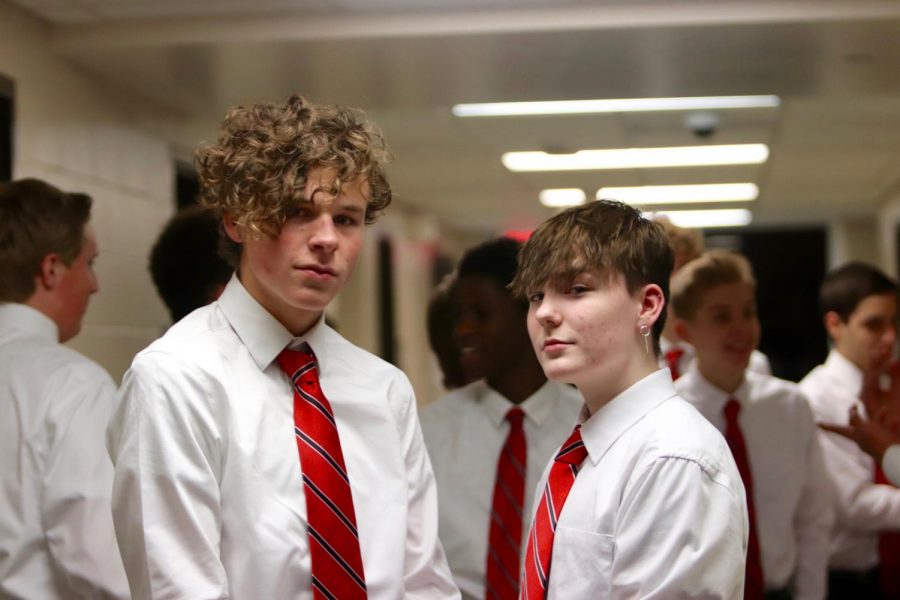 Elliot Tomek 20 and Dylan Weeks 20 before the City High choir concert