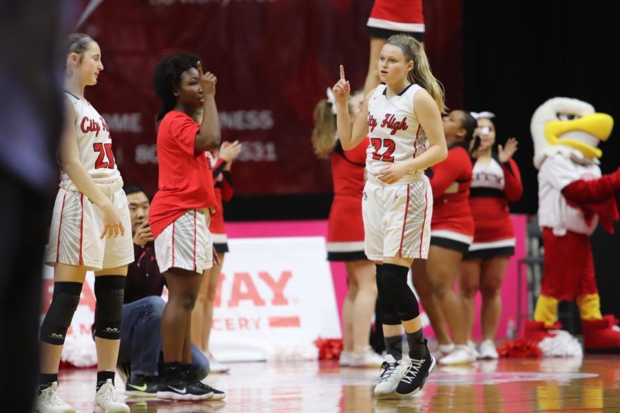 Paige Rocca '20 prepares for the start of the game.