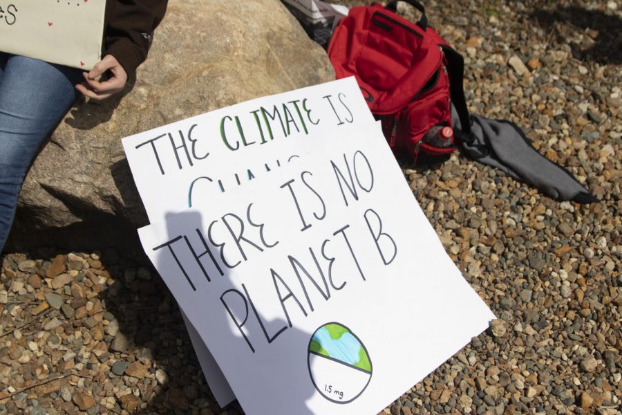 Signs from the climate strikes. Students have been striking outside the ICCSD offices every Friday for 8 weeks. 
