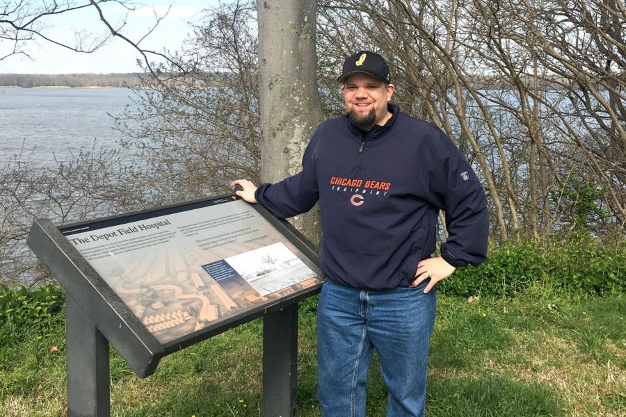 Mr. Hellwig at Petersburg National Battlefield during a reenactment trip in 2018