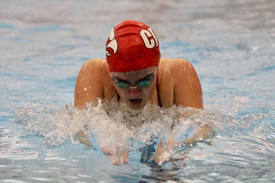 Portia Klefstad 20 swims breaststroke in the 200 IM.