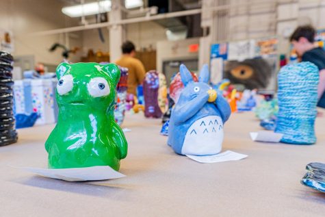 Examples of ceramic creatures at the City High Art Show.