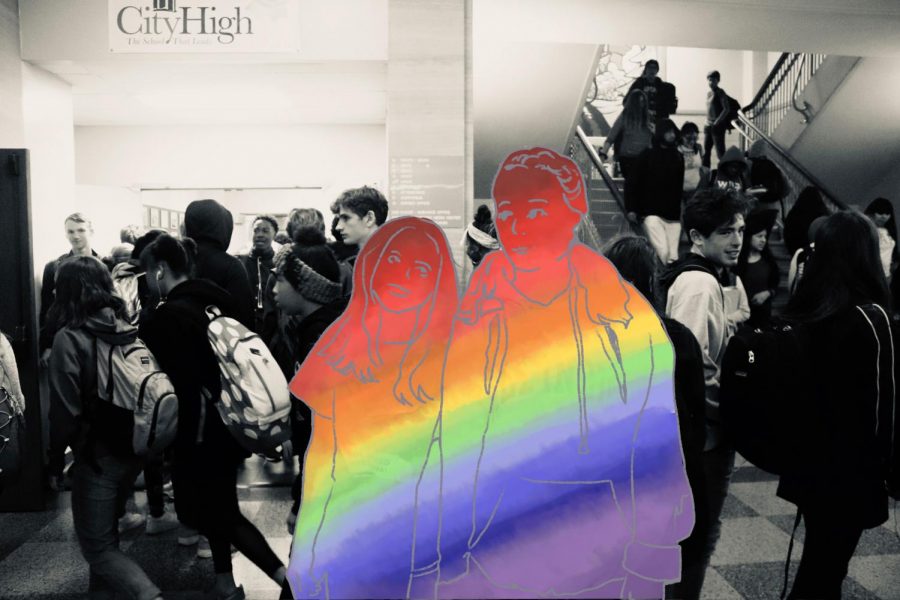 Art by Haileigh Steffen and Alison Kenaston.
Dating in high school is always hard, but the experience of a queer student is far different than one of a straight student.
