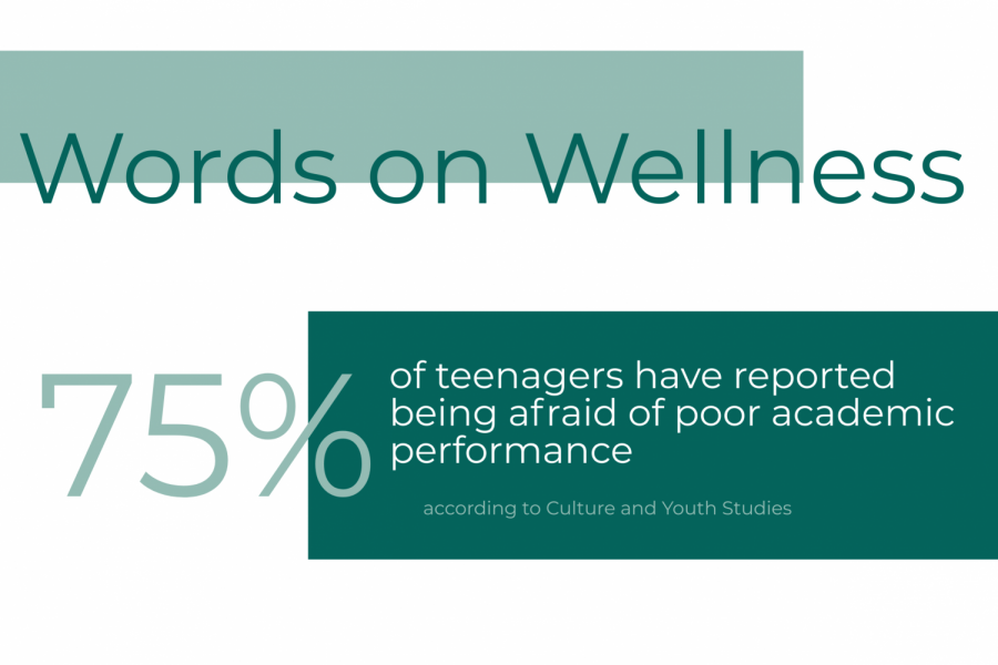 An infographic gives information about stress in students.