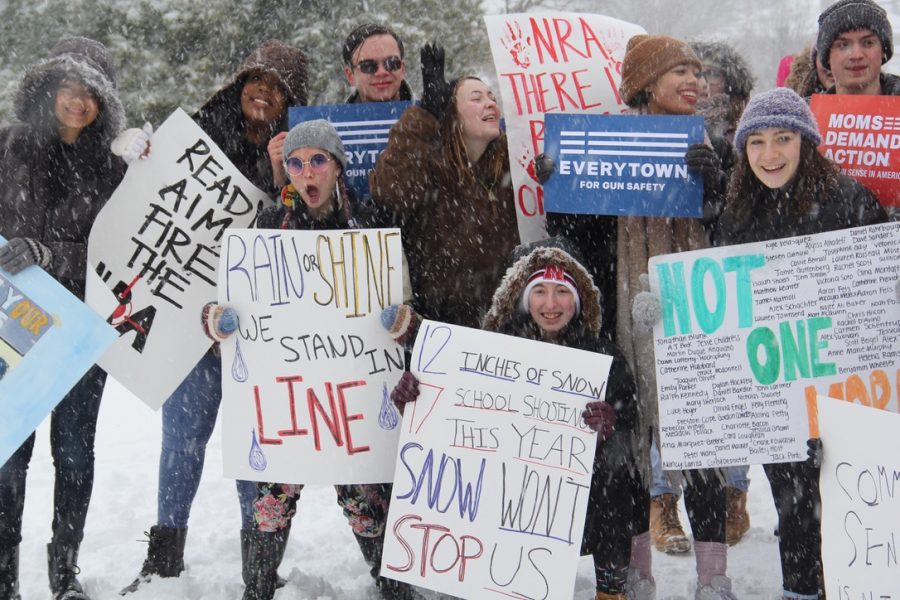 Esti Brady (third from the left) protesting with Students Against School Shootings at a March for our Lives rally.