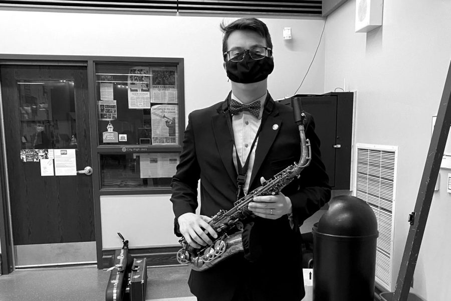 Ottmar dressing for the part as the Jazz Band instructor.