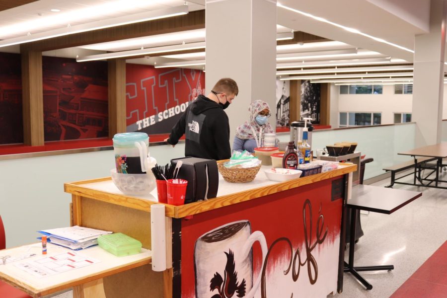 Students manage the Little Hawk coffee cart periods 1-3.