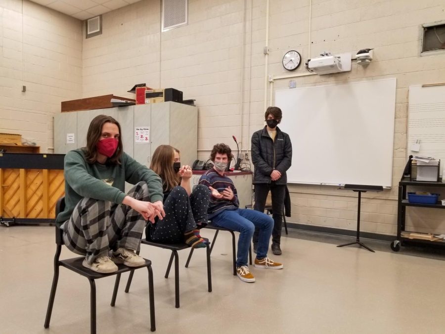 Improv Club members work through a scene