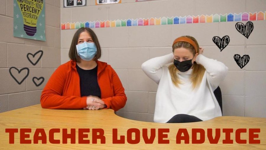 Ali Borger-Germann and Elizabeth Staak, english teachers at City High discuss key points in teen relationships for a love advice video.