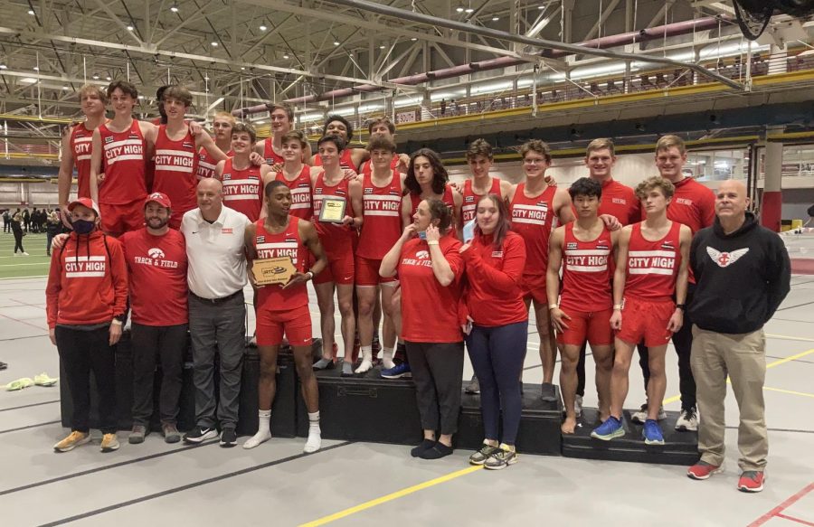 The City High boys track team won the 2022 indoor state championship.