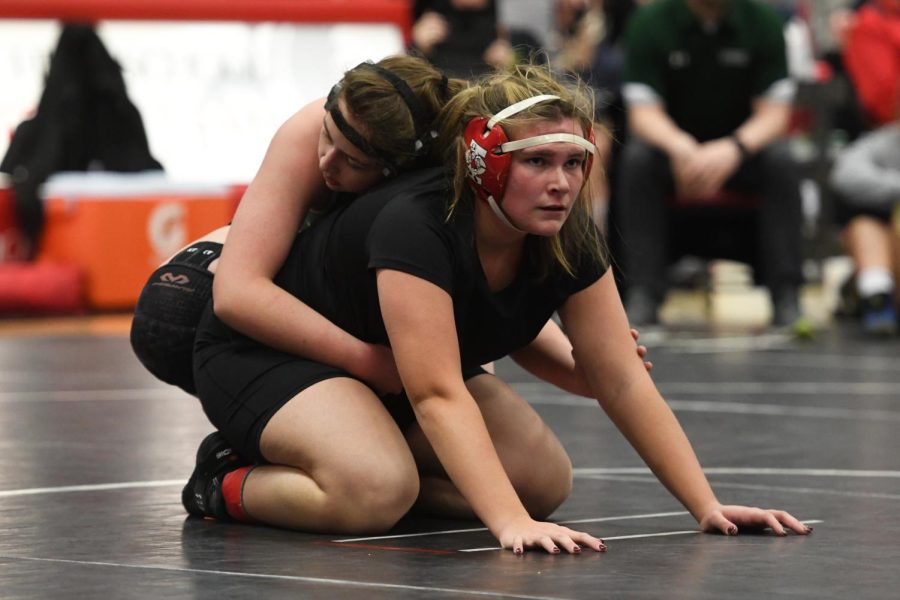 Sydney McCleary 22 waits for the next period of the match to start. 