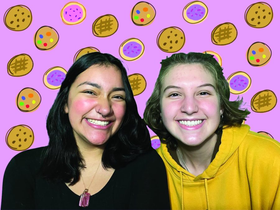 Andrea Hernandez 22 and Emily Grecian pose for a photo.