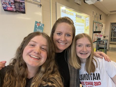 Eviann Smith, Mrs.Staak, and Ava Brewer pose for a picture for Teacher Appreciation Week. 