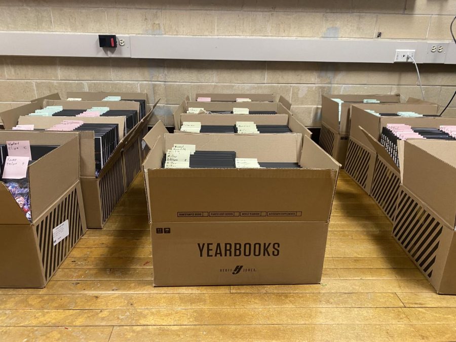 Current City High yearbooks waiting to be picked up in 2109.